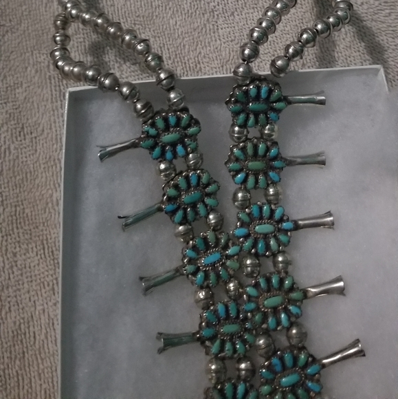 Silver Double Sided Petit Point Cluster Turquoise& - Picture 3 of 11